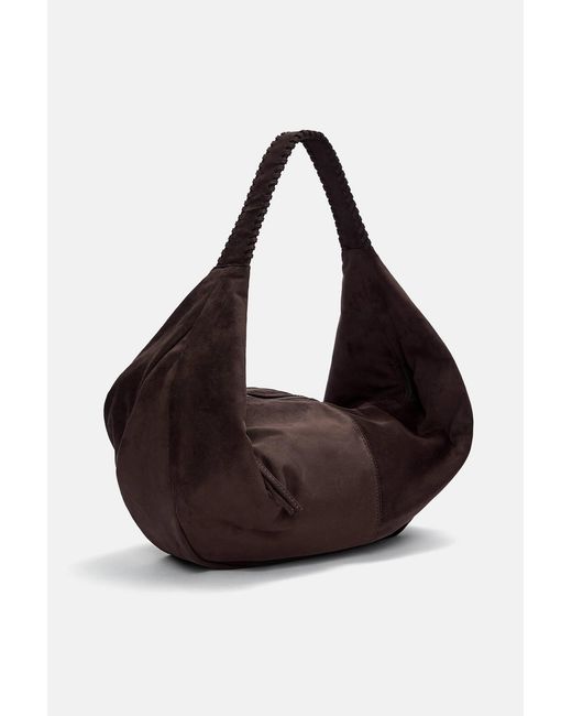 Pull&Bear White Maxi-Shopper-Tasche Wildlederimitat