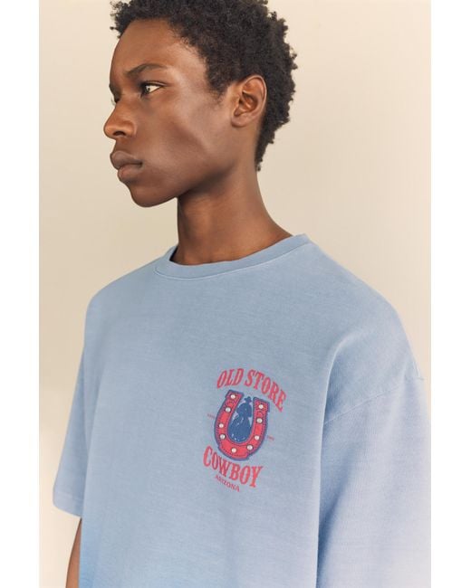 Pull&Bear Blue Ombré T-Shirt With Studs for men
