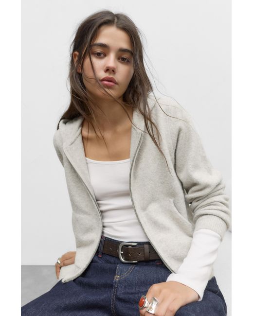 Pull&Bear Natural Hooded Zip-Up Cardigan