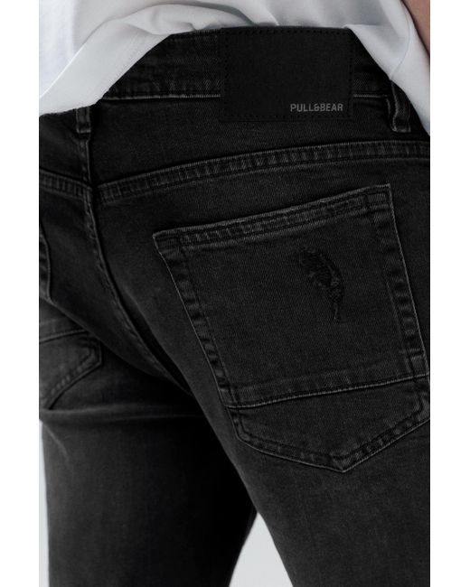 Pull&Bear White Ripped Skinny Jeans for men