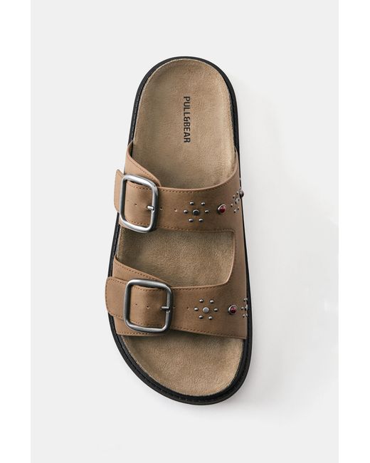Pull&Bear Blue Studded Buckle Sandals for men