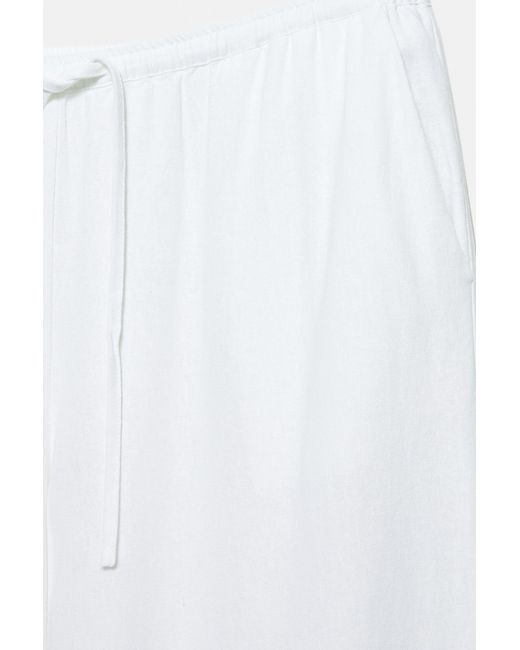 Pull&Bear Soepelvallende Broek Met Linnen in het White