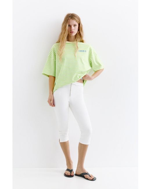 Pull&Bear Green Striped T-Shirt