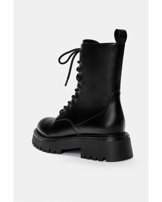 Pull&Bear Black Geschnürte Flache Stiefeletten