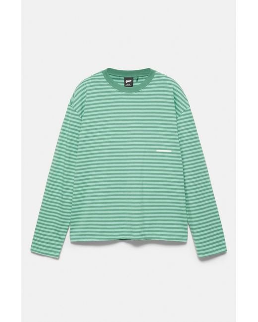 Pull&Bear Green Striped Stwd T-Shirt for men