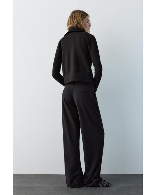 Pull&Bear Black Darted Smart Trousers