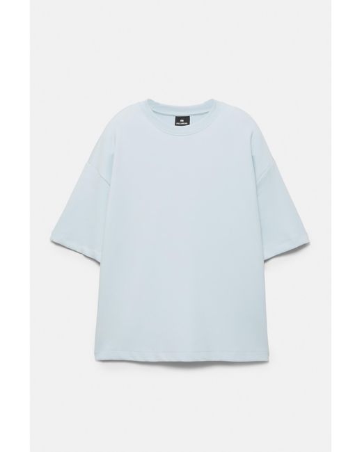 Pull&Bear Blue Interlock Short Sleeve Sweatshirt for men
