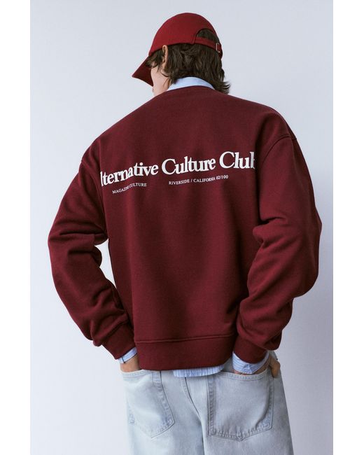 Pull&Bear Red Round Neck Sweatshirt for men