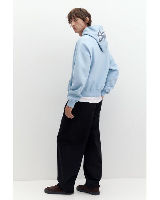 Pull&Bear Blue Boxy Hoodie for men