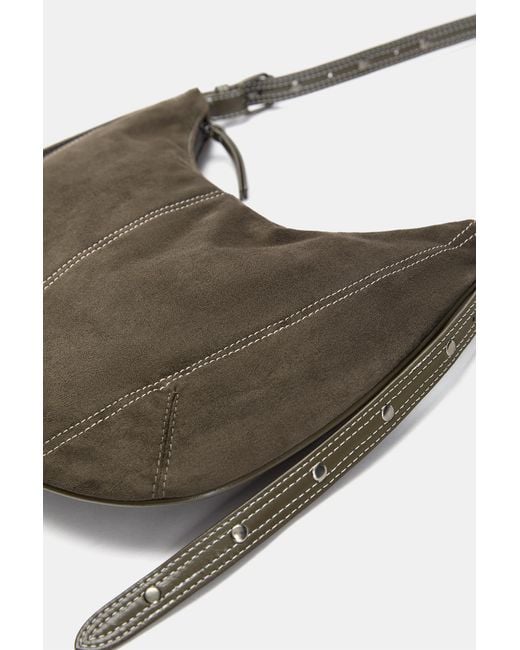 Pull&Bear Gray Umhängetasche Mit Kontrastnähten