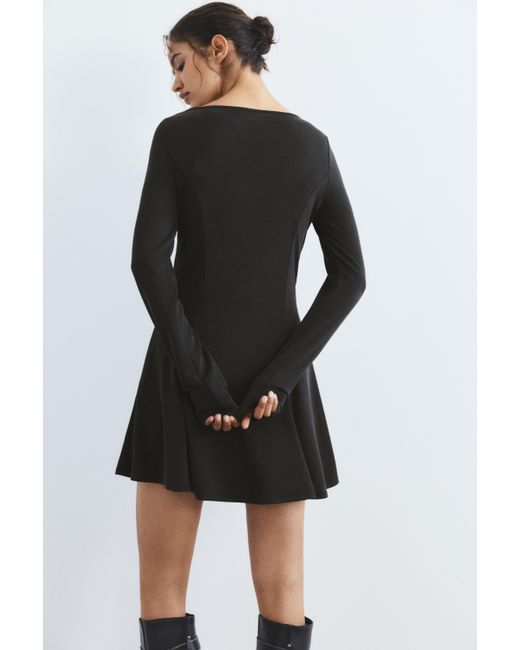 Pull&Bear Black Short Cupro Dress With A Flowing Hem