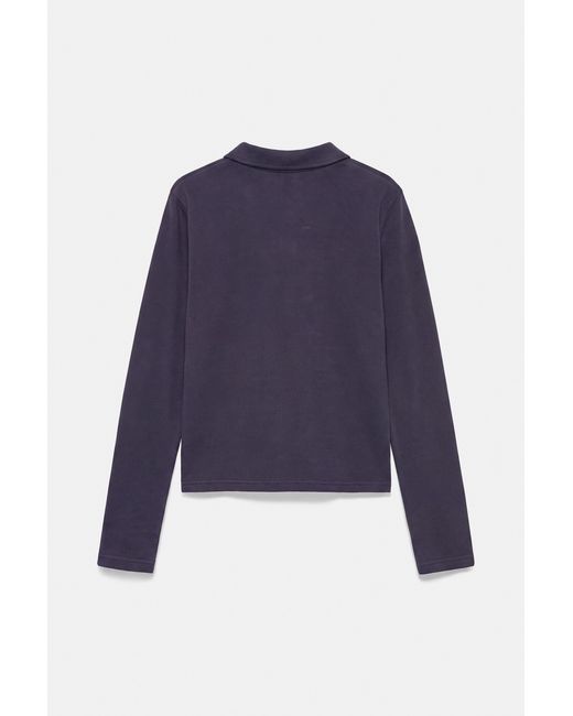 Pull&Bear Blue Long Sleeve Polo Shirt