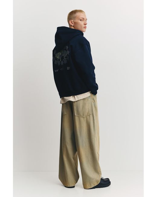 Pull&Bear Blue Primal Nature Zip-Up Hoodie for men