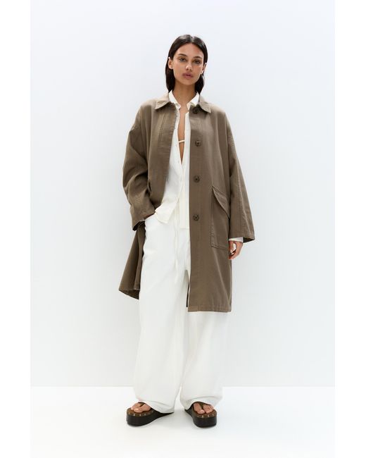 Pull&Bear White Oversize Coat With Pockets