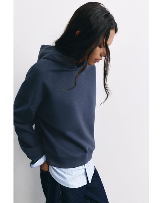 Pull&Bear Gecombineerde Sweater Met Capuchon in het Blue