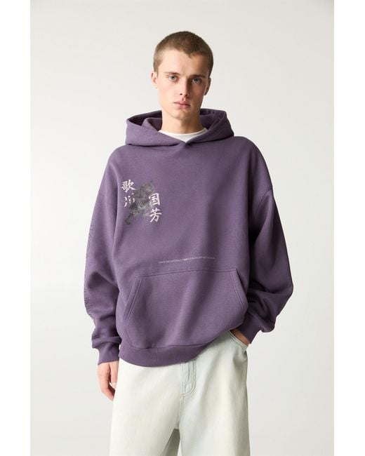Pull&Bear Purple Utagawa Kuniyoshi Hoodie for men