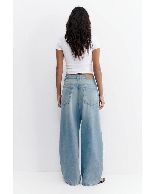 Pull&Bear Blue Pleated Balloon Fit Baggy Jeans