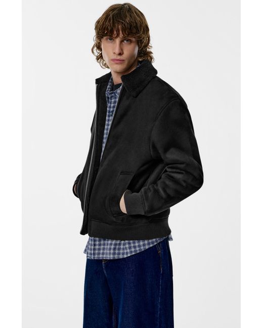 Pull&Bear Black Combined Double-Faced Jacket for men