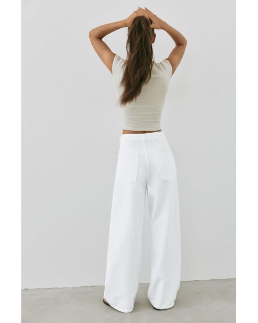 Pull&Bear White Pleated Balloon Fit Baggy Jeans