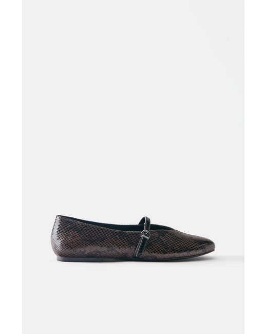 Pull&Bear White Schlangen-Ballerinas