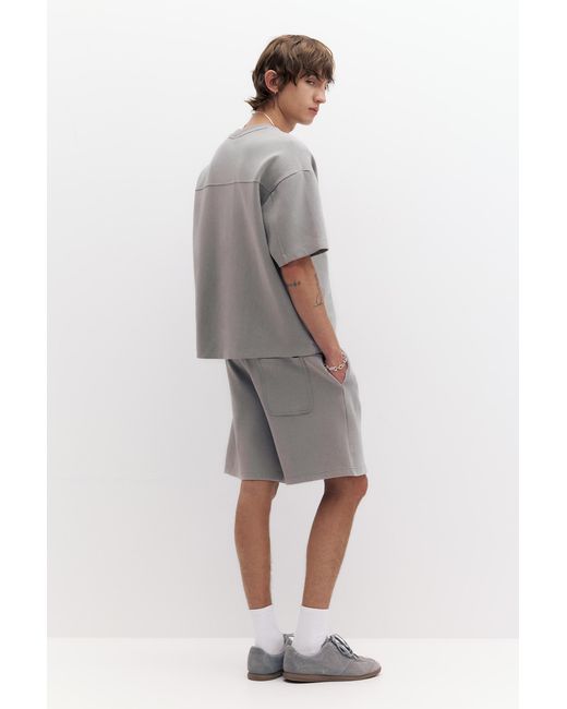 Pull&Bear Gray Interlock Short Sleeve Sweatshirt for men