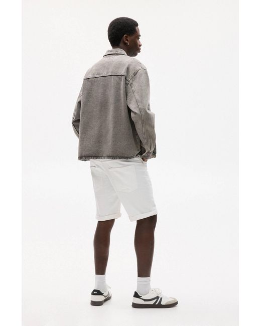 Pull&Bear Slim-Fit Jeans-Bermudashorts Mit Rissen in Gray für Herren