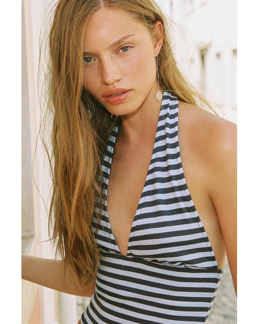Pull&Bear Gestreepte Haltertop in het Blue
