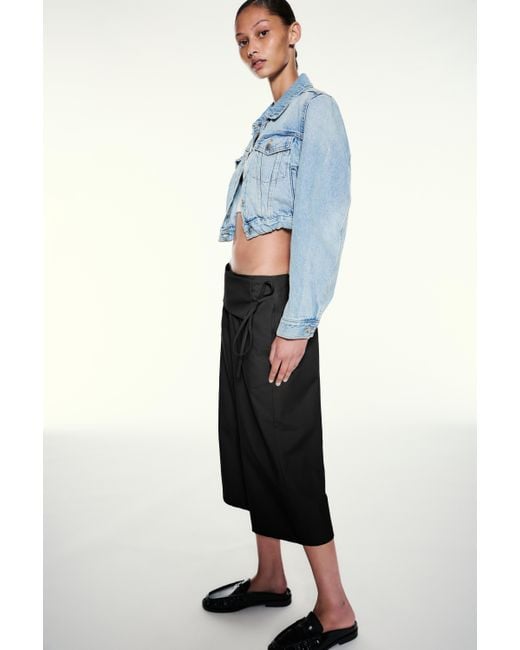 Pull&Bear Blue Waistband Culottes With Bow