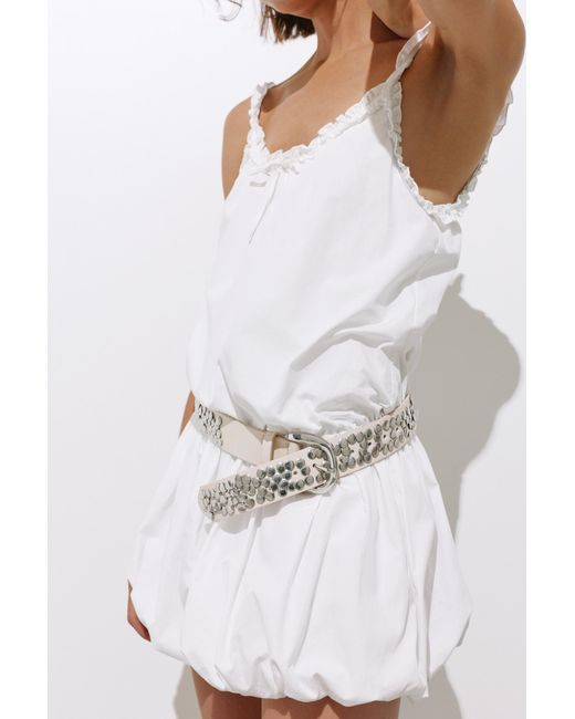 Pull&Bear White Faux Leather Studded Belt