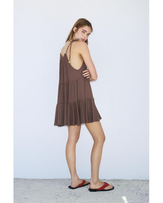 Pull&Bear Gray Paneled Strappy Dress