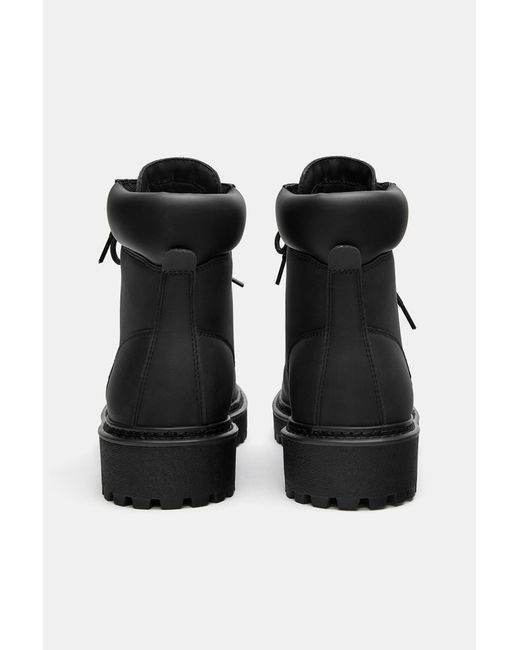 Pull&Bear Black Stwd Lace-Up Boots for men