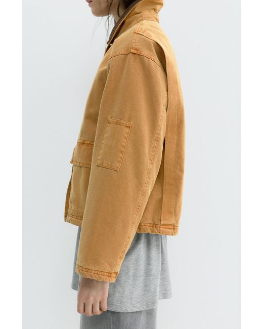 Pull&Bear Blue Jacket With Combined Collar