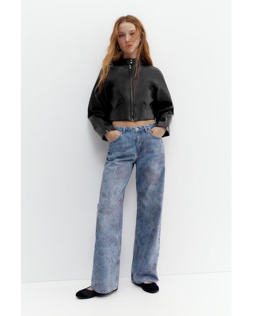 Pull&Bear Black Faux Leather Biker Jacket