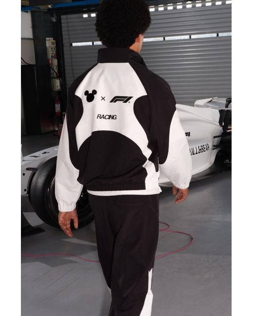 Pull&Bear Black Disney X F1 Lightweight Tracksuit Jacket for men