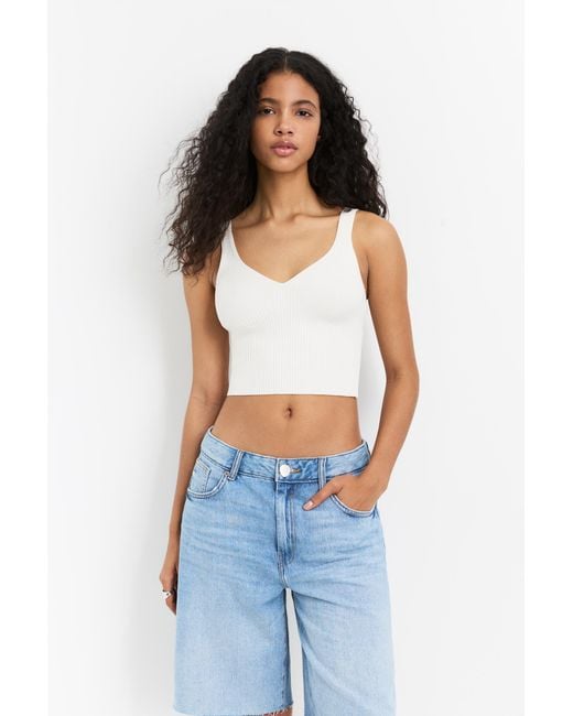 Pull&Bear Blue Knit Bralette Top