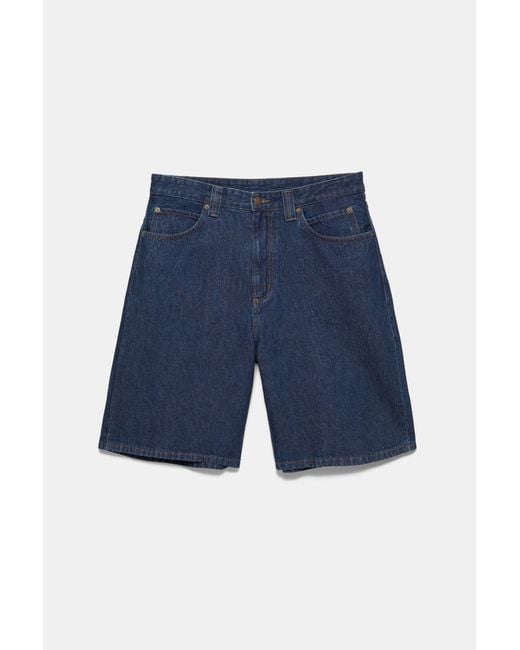 Pull&Bear Blue Skater Denim Bermuda Shorts for men