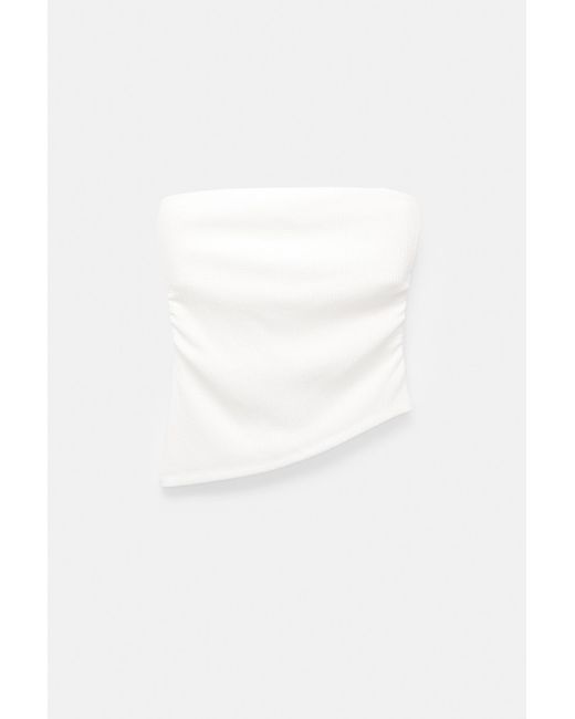 Pull&Bear White Asymmetric Bandeau Top