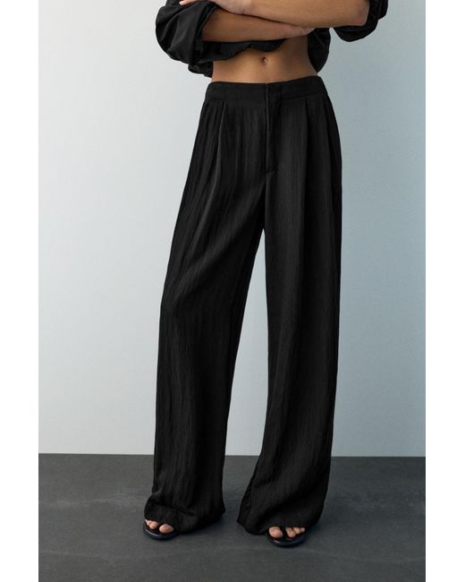Pull&Bear Black Darted Smart Trousers