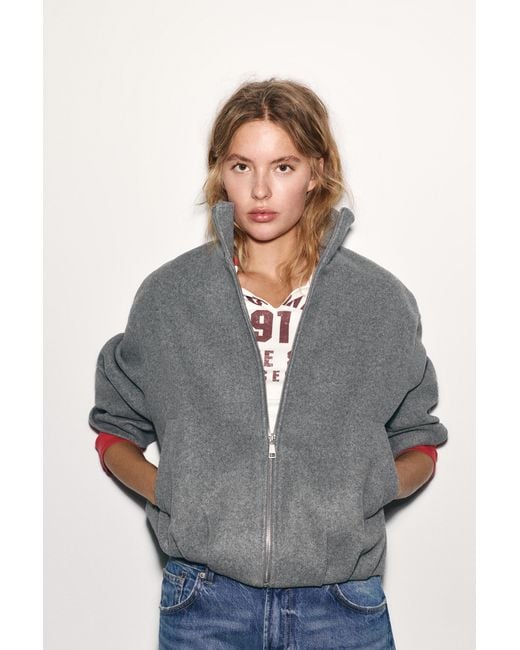 Pull&Bear Gray Balloon Bomber Jacket