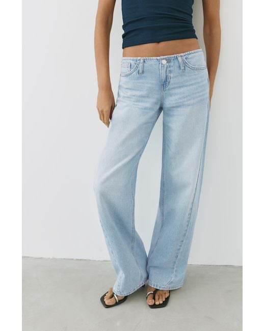 Pull&Bear Blue Low-Rise Straight Jeans