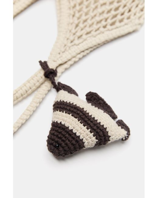 Pull&Bear Brown Embellished Macramé Tote Bag