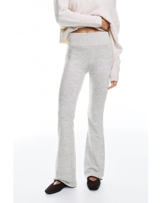 Pull&Bear White Soft Touch Flared Trousers