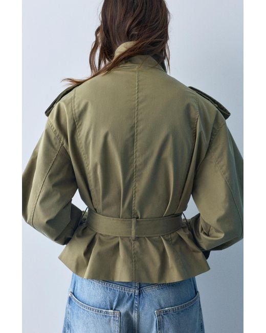 Trench Corto Collo Alto di Pull&Bear in Green