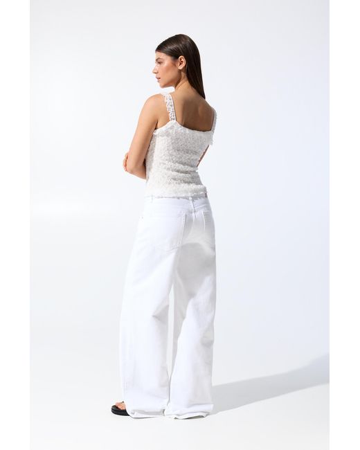 Pull&Bear White Trägertop Mit Spitze