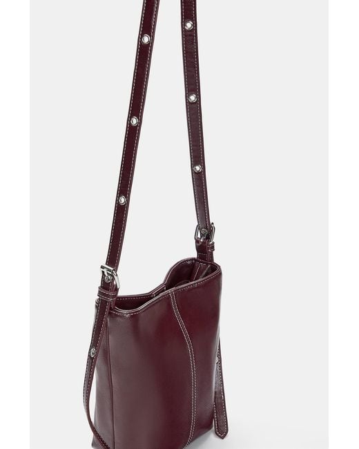 Pull&Bear Red Umhängetasche Mit Ziernähten