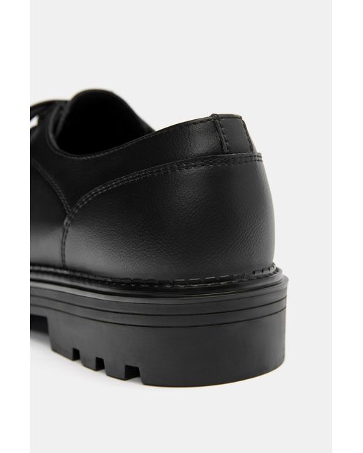 Pull&Bear Black Lace-Up Flat Shoes for men