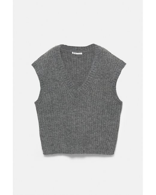 Pull&Bear Black Ribbed Knit Vest