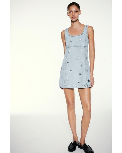 Pull&Bear Blue Short Studded Denim Dress