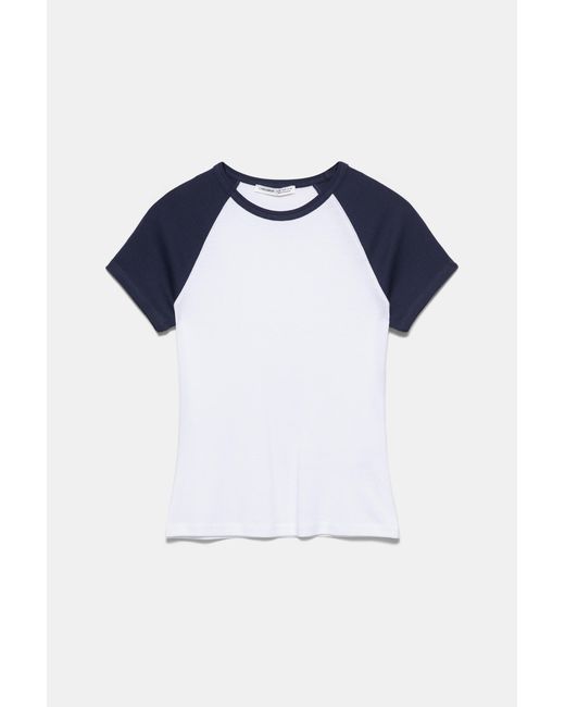 Pull&Bear Blue Raglan Sleeve T-Shirt