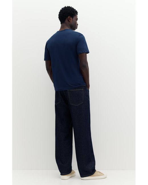 Pull&Bear Blue Slim Fit Basic T-Shirt for men